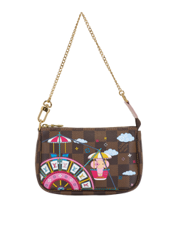 Limited Ed. Mini Pochette Accessoires,Cnvs,Damier Ebene,SF3220,B/DB/RCT,2*